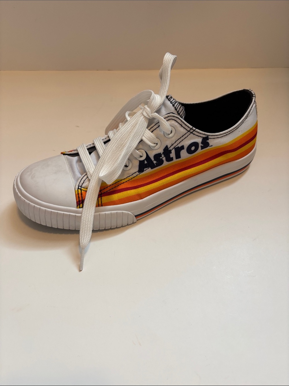 FINAL! Single Astros White Orange Yellow Low-Top Left Sneaker UNISEX!